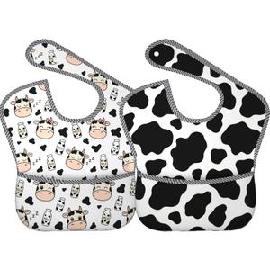 Bibs Cute Baby Stuff 2Packs for 6-24 Months Waterproof Washable Fabric