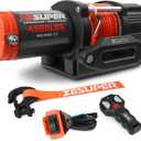 ZESUPER 4500 lb Winch Waterproof IP67 Electric Winch with Wireless Remote Synthetic Winch Rope Hawse Fairlead Handheld Remote ATV UTV Winches 12V Portable Power Winch