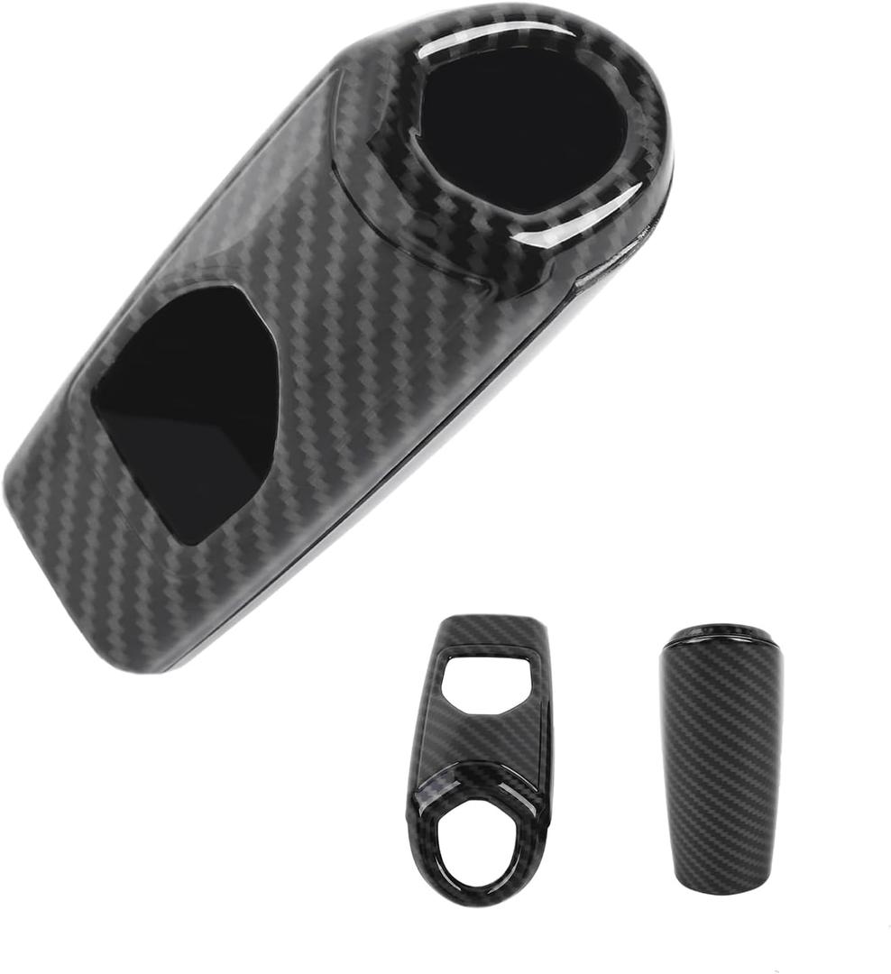 Linskip Column Shifter Cover Compatible with Ford F150 2021 2022 2023 2024 2025+, Steering Wheel Column Gear Lever Trim for F150 Interior Accessories Carbon Fiber Black