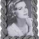 HAUCOZE Picture Frame Photo Frame Home Sculpture Table Centerpiece Polyresin Silver 5x7 inch