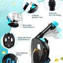 Viginsul Mask Fins Snorkeling Gear for Adults, Full Face Snorkel Mask & Adjustable Swim Fins Snorkel Set, Panoramic View Snorkel Mask Dry Top Anti-Fog Anti-Leak