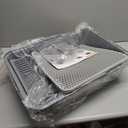 Cat Litter Box Stainless Steel Enclosure, Comfortable Space for Large Cats and Kittens, Easy to Clean Smooth Surface, Durable Metal Build with Cover, Litter Pad, Footboard and Shovel (Dark Gray)