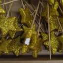 Suzile 60 Pcs Golden Star Floral Picks 8'' Glitter Table Centerpiece Decor Foam Stem Sticks for Wreath Crafts Wedding Bridal Moon Star Baby Shower Birthday Arrangement