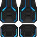PIC AUTO Heavy Duty Rubber Floor Mats, Blue Aluminum Film Car Mats Set, Front and Rear Car Mats with Anti-Slip Backing, All Weather Protection, Trim-to-Fit for Automotive SUV, Sedan, Van