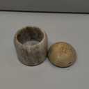 Creative Co-Op Unique Marble and Mango Wood Pinch Pot Canister with Lid, Natural (3" Round x 3-1/4"H)