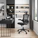 Techni Mobili Modern Ergonomic High-Back Office Chair, Executive Mesh Home Office Chair with Adjustable Headrest & Flip Up Arms, Black , 49.5" x 26.37" x 26.37", 26.5" W x 26.5" D x 45.5-49.5" H