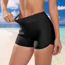 Swim Shorts for Women Stretchy Board Shorts Solid Tankini Bottoms Sport Swimsuit Bottoms (Black, S)