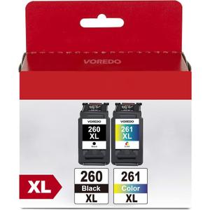 MxVOL 260XL 261XL Replacement for Canon Ink 260 and 261 Ink Cartridges PG260 XL CL261 XL for Canon Pixma TS6420a TS6420 TS6400 TR7020a TR7020 TR7000 TS5300 TS5320 Printer Ink Cartridge (1 Black,1 Color)
