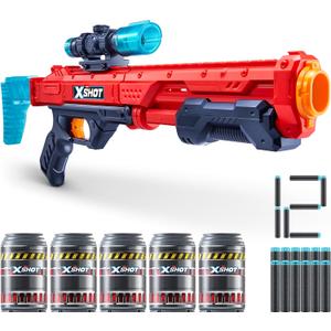 XSHOT Excel Hawk Eye (5 Shooting Targets + 12 Darts) by ZURU, XSHOT Red Foam Dart Blaster, Toy Blaster, Detachable Targeting Scope, Toys for Kids, Teens, Adults (Red), Medium