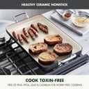 GreenPan 18" x 11" Double Burner Griddle Pan, Hard Anodized Healthy Ceramic Nonstick PFAS-Free, Stainless Steel Handles, Stovetop Cooking, Dishwasher Safe, Oven & Broiler Safe Cookware, Black