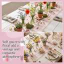 Lounsweer Wildflower Table Runner 10ft/ 29 Inch x 120 Inch Embroidery Wildflower Spring Summer Tulle Lace Runner DIY Table Decor for Wedding Baby Shower Party Holiday Dining (Pink)