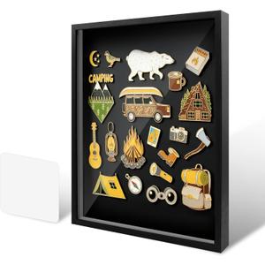 Pin Display Case, 12x16 Inches Enamel Display Frame, Pin Collection Display, Shadow Box for Wall Display, for Military-Medal Jewelry Brooch Collection