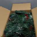 9ft Pre-Lit Artificial Christmas Garland,Christmas Tree Garland, Xma Tree Garland with Lights, Decorated with Pine Cones, Berry Clusters, Plug in, Christmas Collection