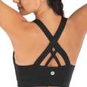 RUNNING GIRL Sports Bras for Women,CrissCross Back Padded Strappy Sports Bras Medium Support Workout Bra Push up (Black, Large), Pack of 3
