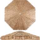CroBlissful 9 Ft Thatched Tiki Patio Umbrella Replacement Canopy, Thatched Tiki Umbrella Top, Large Tropical Hawaiian Style Roof Cover for Outdoor Shade, 8 Ribs, Canopy Only