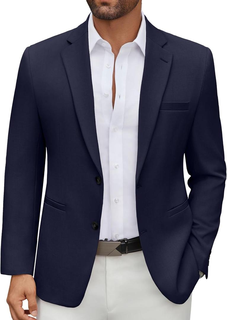 COOFANDY Men's Casual Blazer Regular Fit Lightweight Two Button Sport Coat Suit Jacket (X-Large, Navy Blue)