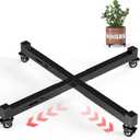 Plant Caddy With Wheels, Adjustable 14in to 21inch Heavy Duty Rolling Plant Dolly, Metal Plant Stand With 4 Lockable Caster Wheels, For Indoor Outdoor Pots Planter, Holds Up to 500 Lbs, Moving Dolly (Black)