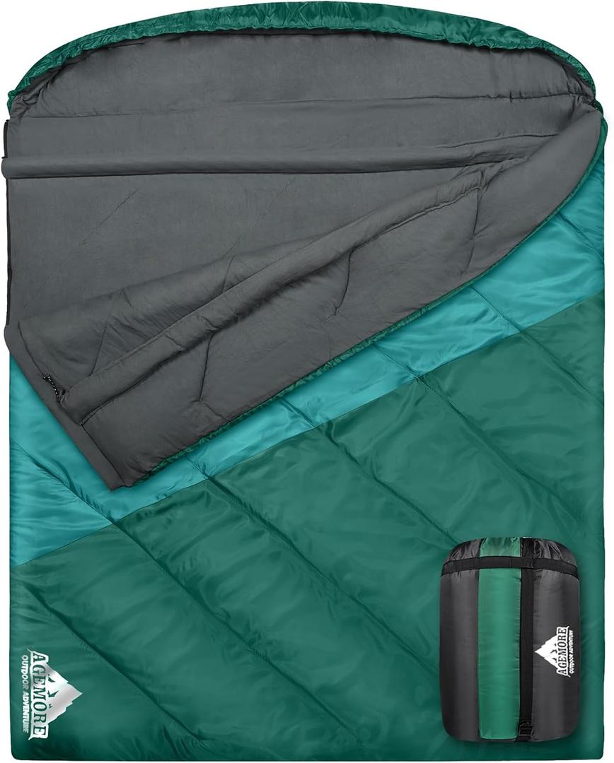 AGEMORE Sleeping Bag for Adults, Double and Single Size, Lightweight Portable Camping Sleeping Bag with Draft Tubes, Fit for Warm & Cold Weather Camping Hiking Backpacking Or Traveling (Single ( 90*35in))