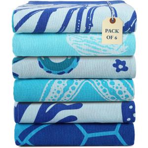LANE LINEN 6 Pack Oversized Pre-Washed Lightweight Quick Dry Coral Beach Towels - 39"x71"