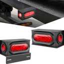 METOWARE 2PCS Trailer Lights Welded Mount Steel Boxes Kit, 6 Inch Oval LED Trailer Tail Lights Red 2 Inch Round Red LED Side Marker Lights Grommet Plugs Wire Connectors