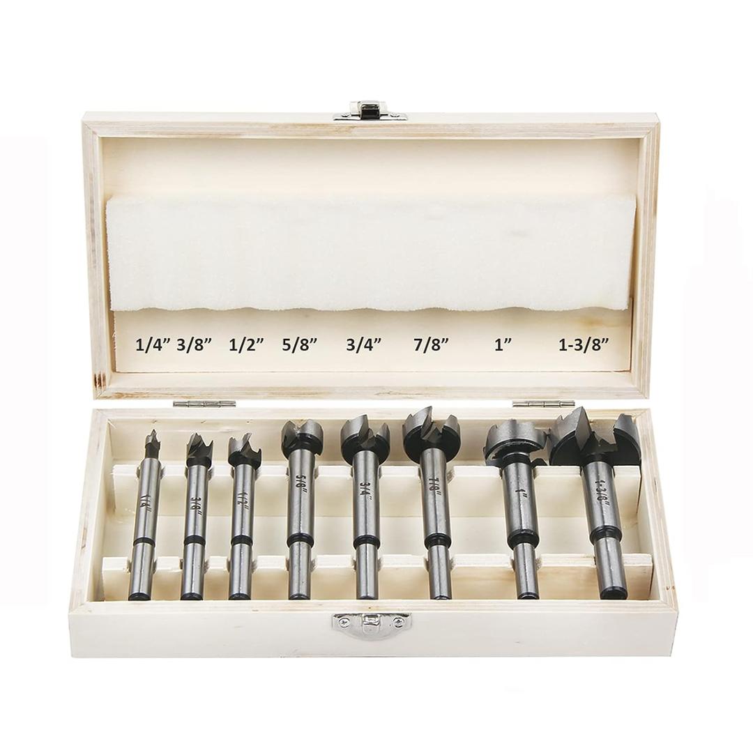 Forstner Bit Set 8Pcs - Forstner Bits for Wood, Wood Drilling with Storage Case (8 Pcs Set)