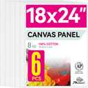 PHOENIX Large Painting Canvas Panels - 18x24 Inch, 6 Value Pack - 8 Oz Triple Primed 100% Cotton Acid Free Canvases for Painting, White Blank Flat Canvas Boards for Acrylic, Oil Paints