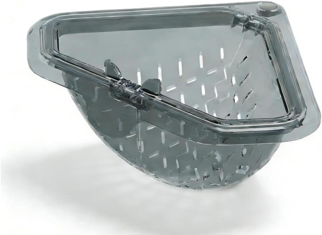 Magnetic Drainage & Filter Basket with Enhanced Durability, Triangular Sink Strainer with Twist-Open Bottom, Heavy-Duty Kitchen Sink Corner Rack for Draining & Storage, Punch-Free Installation