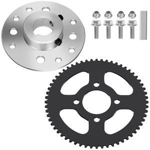 YOXUFA Go Kart Sprocket Hub 1" Bore 1/4" Keyway Assembly with #35 Chain 60T Rear Drive Sprocket 4 Hole for Go Cart Silver Parts