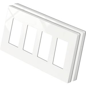 BESTTEN 2 Pack 4 Gang Screwless Wall Plate, USWP4 Off White Series, Decorator Outlet Cover, Light Switch Cover, H4.69 x W8.35, Wallplate for Dimmer, USB, GFCI, Receptacle (4 Gang 2PK, Standard Size Off White)
