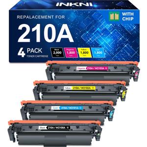 InkNI Compatible Toner Cartridges Replacement for HP 210A 210X 210 Toner Cartridges 4 Pack Work for HP Color Pro MFP 4301fdw 4301fdn Pro 4201dw 4201dn Printer W2100A W2100X High Yield Ink (with Chip) (210A Black Cyan Yellow Magenta with Chip)
