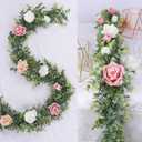 DearHouse 6 Pack Faux Eucalyptus Garland Plant, Artificial Vines Hanging Eucalyptus Leaves Greenery Garland for Wedding Backdrop Arch Wall Decor, 5.9 Feet/pcs UV Protected Indoor Outdoor, 6.01ft