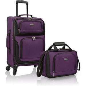 U.S. Traveler Lightweight Rolling 20" Carry On Luggage Softside Suitcase, Purple, 4 Wheel