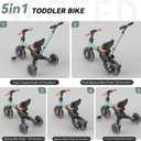 SEREED 5-in-1 Push Tricycle for Toddlers 1-4, Toddler Bike, Birthday Gift | Easy Assembly, Parent Agile Steering Push Handle, Adjustable Seat&Handlebar, Birthday Gift Toy for Boy Girl Ages 1+, Green