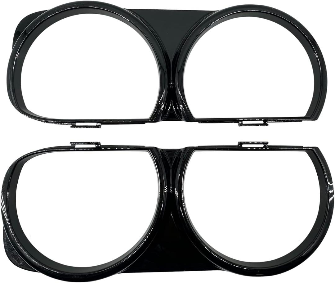 Pair Front Headlight Lamp Bezel Trim Left & Right Compatible with 2015-2021 Dodge Challenger Replace 68259052AB, 68259053AB, CH2511101, CH2510101