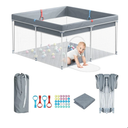 Giluta Foldable Baby Playpen with Mat, Portable Playard for Babies and Toddlers, No Assembly Required, Indoor & Outdoor Kids Safety Play Pen Area, Travel Baby Fence, Playpen 50" × 50"