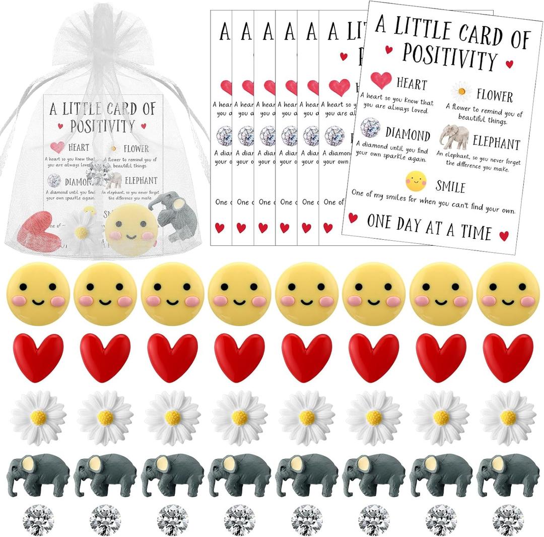 Lincia 20 Sets Valentines Day Gifts Bulk for Employee Coworkers Emotional Positivity Support Gift Bulk Inspirational Encouragement Card Pocket Resin Mini Ornament Appreciation Staff Office (Cute)