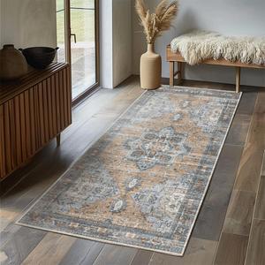 Muddy Mat Coral 2x7 Washable Area Rugs for Living Room, Bedroom & Dining Room  Modern Soft Low Pile Non Slip Carpet  Pet Friendly Waterproof Foldable Rugs for Home