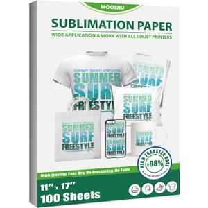 Sublimation Paper 11 x 17 Inch 100 Sheets for Inkjet Printers - Sublimate on Mugs, Tumblers, T-shirts & More