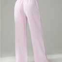 Verdusa Women's Straight Leg Pants Drawstring High Waisted Casual Loose Trousers with Pockets (Pink, XL)