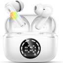 Wireless Earbuds, Bluetooth 5.4 Headphones, HiFi Stereo Deep Bass Earphones with USB-C Fast Charging, IP7 Waterproof Ear Buds with 4 ENC Noise Cancelling Mic for Sports, Running, Gym, White