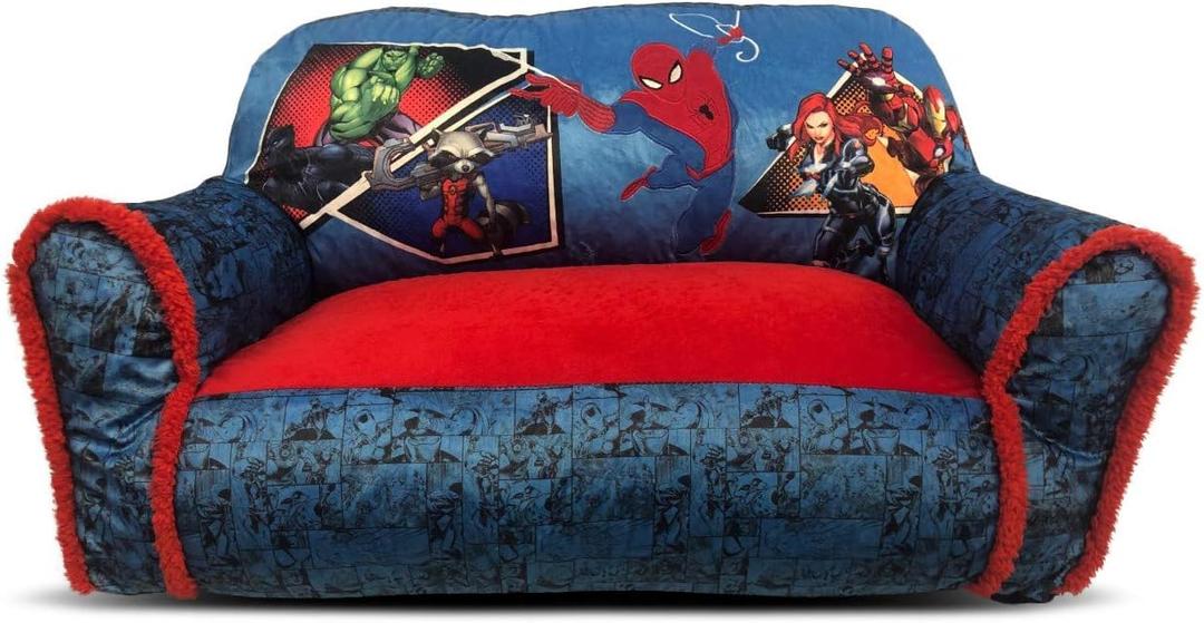Marvel Avengers Cozy Double Bean Bag Sofa Chair with Sherpa Trim Blue Large