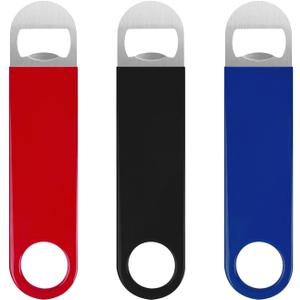 3 Pack Bottle Openers,Beer Bottle Openers, Speed Openers, Stainless Steel Flat Bottle Opener with Exquisite Packaging, for Kitchen, Bar or Restaurant 7 inches Red, Black, Blue