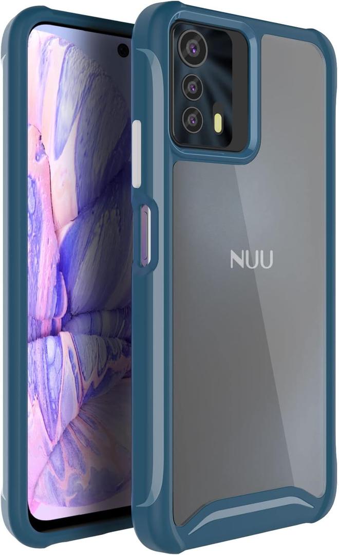 TUDIA Ultra Clear Fit Compatible with NUU Mobile B20 Case, [LUCION] Shockproof TPU Bumper Anti-Yellowing Transparent Hard Back Ultra Slim Protective Case Cover - Blue