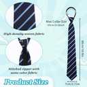 Navy Blue Stripe Zipper School Ties, Formal School Ties for Schools Uniforms, Graduation, Cosplay, Casual (Blue, S)