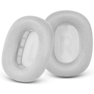 GEVO Upgraded Ear Cushions Replacement Earpads for Apple AirPods Max Headphones, Mesh Fabric Ear Pads Cover with Memory Foam and Magnet for AirPods Max (Silver)