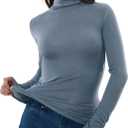 Women's Turtleneck Long Sleeve Merino Wool Blend Shirts Fitted Going Out Tops Basic Tees Cozy Embrace Collection (Medium, Citadel)