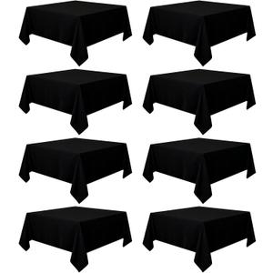 8 Pack Black Square Tablecloth 54x54 Washable Polyester Table Cloth for Square or Round Tables, Wrinkle Resistant Fabric Decorative Covers for Dining Party Banquet Buffet and Wedding