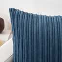 Kevin Textile Striped Corduroy 16x16 Pillow Covers 2 Pack, Dusty Blue | Soft Plush Corduroy Velvet Texture Cushion Covers with Hidden Zipper Farmhouse Decoration for Sofa Couch Chair