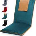 malu Portable Extra Large Padded Floor Chair w/Back Support  Japanese Meditation Cushion, Comfortable Folding Backrest, Removable Easy Wash Cover - Forest Green