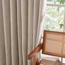 YoungsTex 95 lnch Long Oatmeal Linen Curtains 2 Panels for Living Room, Light Filtering Semi Sheer Window Treatments with Bronze Grommet Floor Length Drapes for Farmhouse Bedroom Dining, 52 X 95 Inch
